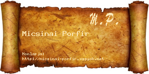 Micsinai Porfir névjegykártya